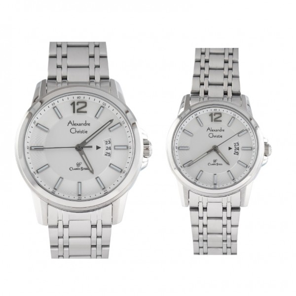 Alexandre Christie AC 8683 Silver White Couple